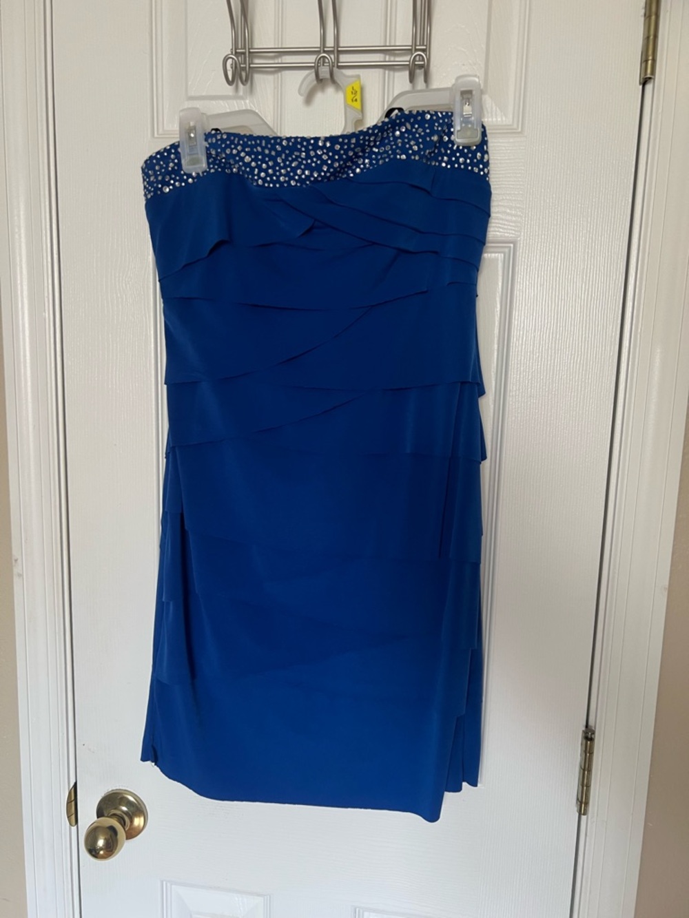 City Triangles Strapless Royal Blue Beaded Bandeau Dress